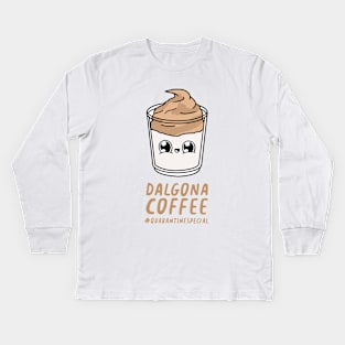 Kawaii Dalgona Coffee Kids Long Sleeve T-Shirt